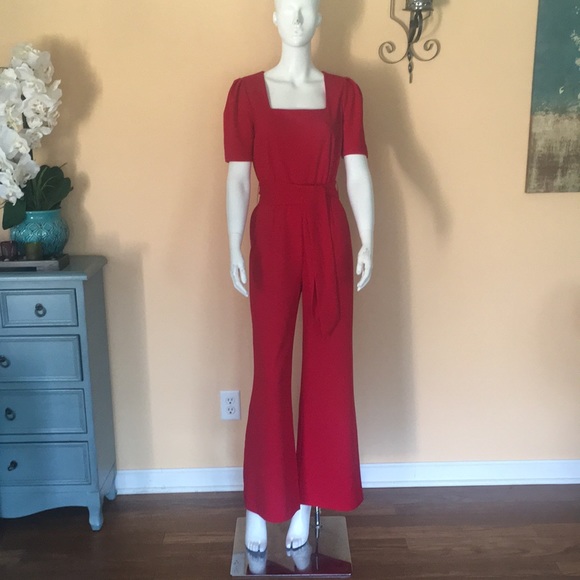 Alex Marie red short sleeves, square neck  Jumpsuit/Romper square neck size S - Picture 1 of 14